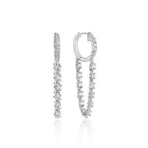 Lab Grown Diamond <b>Hoop</b> Dangle <b>Earrings</b> In Solid <b>Gold</b> With Drop Diamond Design Minimalist Fine Jewelry Bridal Anniversary Gift - Product Image 1