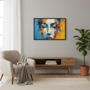 Bold Abstract Female Portrait <b>Canvas</b> Vibrant Modern Print Art,BLACK <b>FRAMED</b> <b>CANVAS</b> - Product Image 3