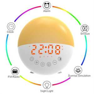 Réveil lumineux intelligent Réveil Affichage numérique Chambre à coucher Veilleuse LED avec radios FM - Product Image 1