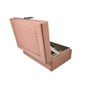 Boîte <span class=keywords><strong>à</strong></span> <span class=keywords><strong>bijoux</strong></span> <span class=keywords><strong>à</strong></span> motif <span class=keywords><strong>à</strong></span> carreaux LG7318 <span class=keywords><strong>avec</strong></span> <span class=keywords><strong>miroir</strong></span> <span class=keywords><strong>intégré</strong></span>, étui de rangement classique en cuir PU pour boucles d'oreilles, bagues, collier pour filles - Product Image 2