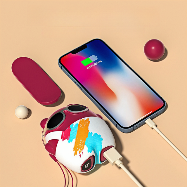 Cartoon Skateboard Bear Double-sided Heating Hand Warmer Charging Treasure 2 in 1 Large Capacity 10,000MAh Mobile Power Bank