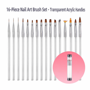 Ensemble de 16 stylos de peinture pour nail art en acrylique pour la gravure de lignes, le dessin, la conception d'ongles en gel UV et la photothérapie - Product Image 3