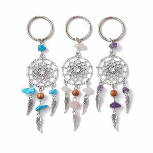 Customized Natural Crystal Dreamcatcher Crystal Pearl DIY Tassel Keychain - Product Image 1