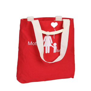 <b>Red</b> Canvas Tote Bag <b>Silk</b> Screen Printing Cartoon Pattern Square Shape Shopping Bag - Product Image 1