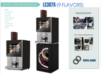 LE-VENDING LE307A Distributeur automatique de café commercial avec écran tactile LCD 15 pouces, code QR, SDK, certifié CE, paiement par pièces/billets/cartes