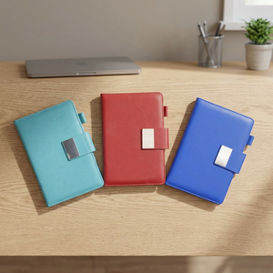 Elegante Organizador de Piel Sintética, Agenda con Tapa Dura, Opciones de Color Azul, Rojo y Verde Azulado, Cuaderno Encuadernado en Piel Sintética de Diseño Elegante - Product Image 3