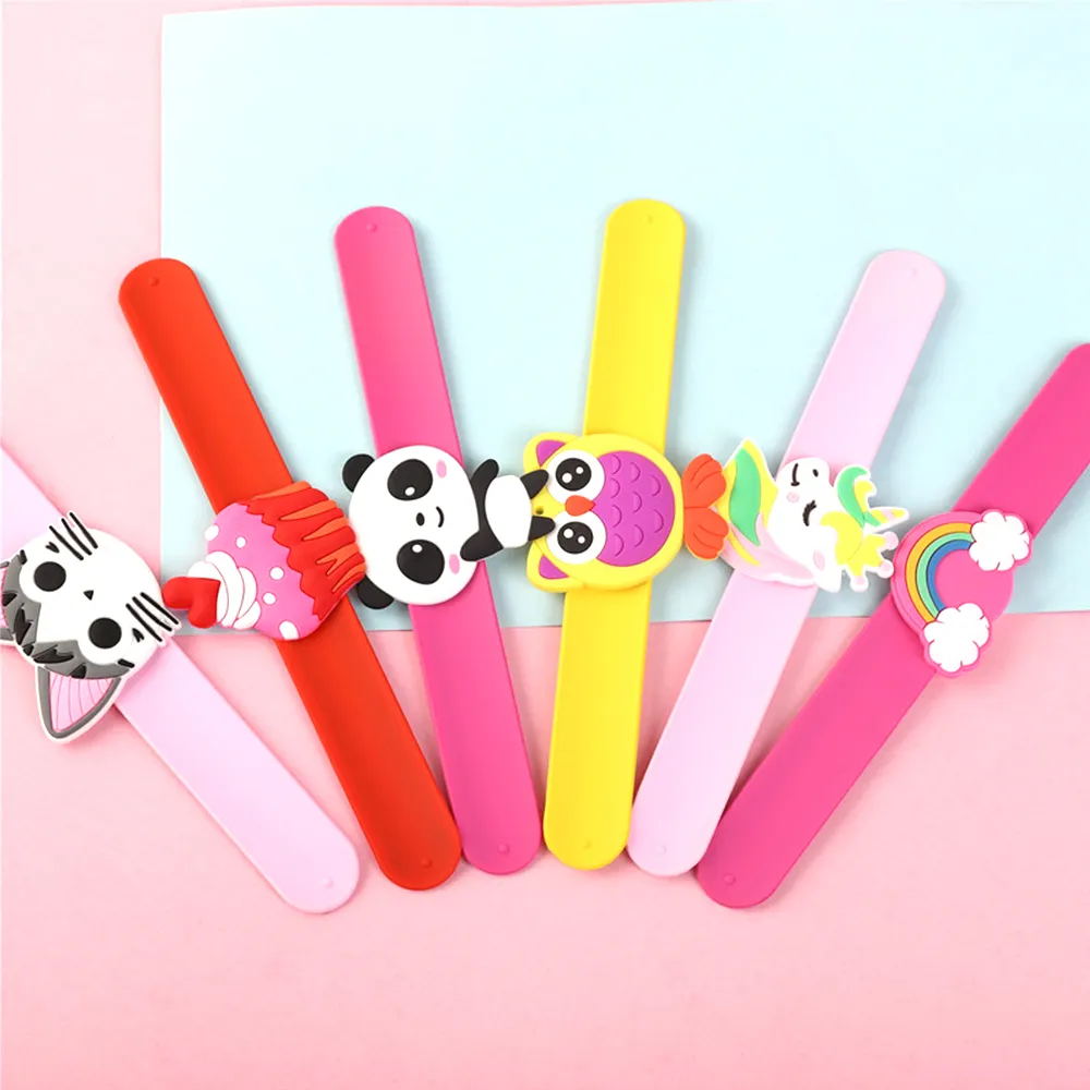 Atacado Personalizado Eco-Friendly Borracha Bonito Sereia Snap Pulseira Personalizado Cartoon Silicone Slap Pulseira Crianças