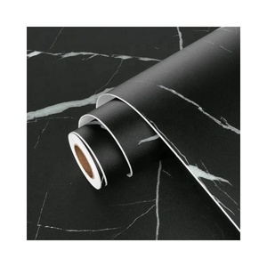 Película Autoadhesiva de <span class=keywords><strong>Vinilo</strong></span> PVC en Negro Mate y Blanco Mármol <span class=keywords><strong>para</strong></span> Decoración de Gabinetes y Encimeras - Product Image 1
