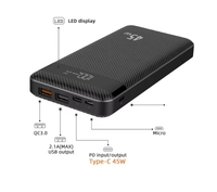 Batterie externe pour téléphone 10000 mAh 5V 2A 20000 mAh avec affichage LED QC3.0 – Station de charge de voyage pour téléphone