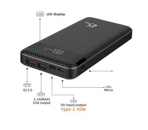 Batterie externe 45W pour téléphone 10000mAh 5V 2A 20000mAh avec écran LED QC3.0, station de charge de voyage pour téléphone - Product Image 3