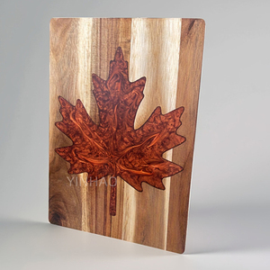 YINHAO, nuevo diseño, tabla de charcutería hecha a mano, tabla de cortar de resina epoxi de hoja de arce, tabla de cortar de madera de acacia - Product Image 5