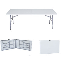 Table pliante rectangulaire en plastique blanc pour banquet, restauration, barbecue, camping, pique-nique, mobilier d'extérieur portable, 1,2 m