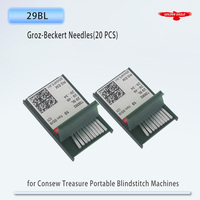 20 Aiguilles courbes Groz-Beckert 29 BL / 29-49 / 29-34 / LWX2T / LWX6T compatibles avec les machines à points invisibles portables Consew et Treasure