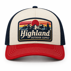 Wholesale Flat Brim Gorras <b>Hat'S</b> Mesh Back Breathable Embroidered Patch Logo Trucker <b>Hats</b> With Custom Logo - Product Image 1
