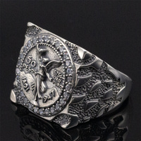 Anello Stile Centenario in Argento Sterling 925 con Zirconia Cubica e Moneta da 50 Pesos Messicani