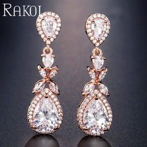 RAKOL EP1140 2025 Women's Luxury <b>Gold</b> High Quality Zircon Water Drop <b>Earrings</b> - Product Image 5