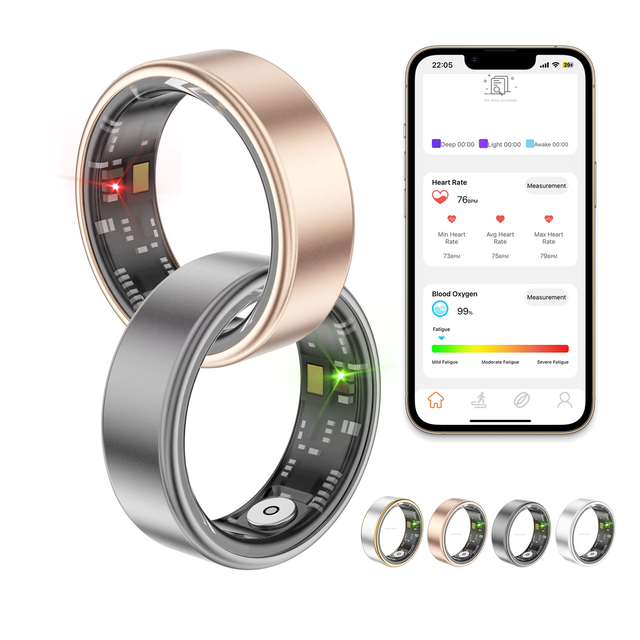 Smart Ring SR06 5ATM Silver Gold Fitness Tracker App Control Heart Rate Blood Oxygen Pressure Sleep Step Distance Monitor for