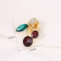 Bros Buah Ceri Enamel Gaya Korea untuk Wanita, Pin Bunga, Aksesoris Gaun Fashion, Grosir