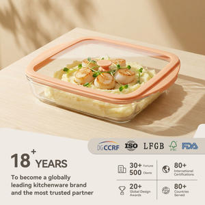 IKOO, recién llegado, <span class=keywords><strong>bandeja</strong></span> para hornear de vidrio profundo para <span class=keywords><strong>horno</strong></span>, <span class=keywords><strong>bandeja</strong></span> para hornear de vidrio con tapa de vidrio - Product Image 1