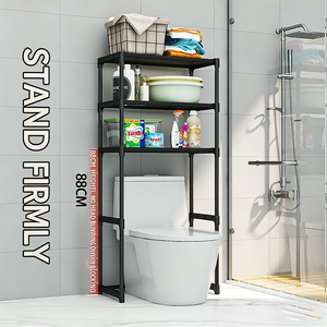 Organizador de Lavandería Multifuncional de Plástico de Dos Niveles, Estante de Almacenamiento Sobre la Lavadora para Baño - Product Image 4