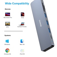 BENFEI USB-C HUB 7-in-1 Multiport-Adapter mit USB-C zu HDMI 4K@60Hz SD/TF Kartenleser/3*USB 3.0/100W Stromversorgung