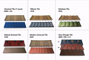 Tuiles de toiture en métal revêtues de pierre, ignifuges, imperméables, tô<span class=keywords><strong>les</strong></span> de toiture en acier Galvalume colorées pour la construction de villas - Product Image 3