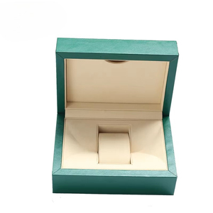 Estuche de Reloj de Cuero Verde Premium con Diseño en Relieve Ondulado, Caja de Regalo de Lujo para Reloj Individual con Forro Suave Extraíble - Product Image 3