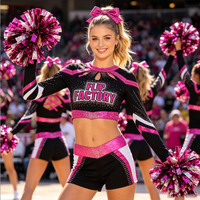 Jupe d'uniforme de cheerleading pour jeunes filles, style streetwear audacieux noir et rose, avec strass et imprimé numérique scintillant, pour adolescentes