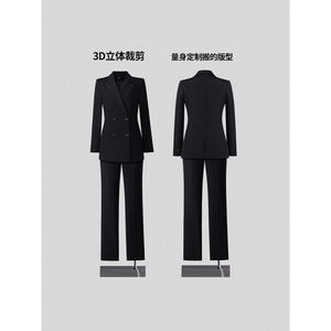Women's Black Suit Set 2025 Spring Autumn Professional Office Wear For Work Interviews Anti-Wrinkle Worsted Fabric Full Sleeve - Product Image 4