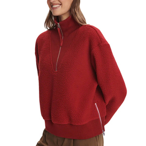 Custom <strong>Ladies</strong> Half Zip Stand Collar Fleece Pullover <strong>Sweatshirt</strong> Wholesale Sort Warm Red <strong>Christmas</strong> Festival <strong>Sweatshirts</strong> <strong>for</strong> Women - Product Image 2