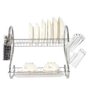 Égouttoir à vaisselle à 2 niveaux en acier inoxydable - Avec porte-couverts et porte-gobelets, <span class=keywords><strong>bac</strong></span> de récupération d'eau inclus, facile à nettoyer et à ranger dans la cuisine ou près de l'évier - Product Image 3