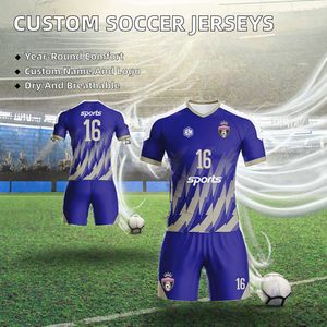Camisetas de Fútbol Personalizadas con Impresión por Transferencia de Calor, Uniformes de Fútbol para Adultos, Camisetas en Blanco con Nombre y Logotipo Personalizados, Manga Corta, Transpirables - Product Image 2