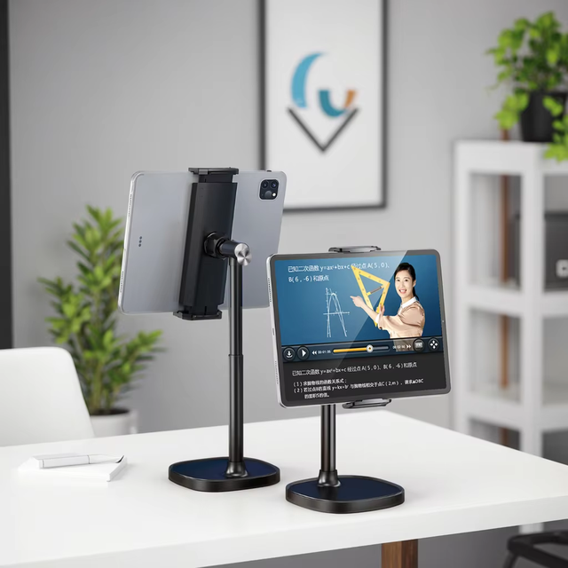 Feixiang X66 Adjustable Angle Tablet Stand 22-39cm Height & Wide Clamp Carbon Steel+ABS Black Portable