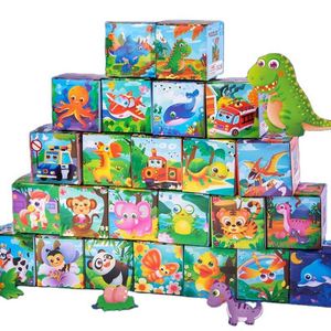 Style 24 Pcs in 1 <b>Box</b> Wooden Jigsaw <b>Puzzle</b> Animal Vehicle Dinosaur Montessori Educational Learning Toy Game for Children Kids - Product Image 1