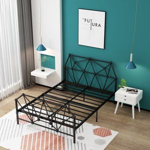 Dormitory Construction Single Tier Coated Pipe Manufacturers Sell Iron Metal <b>Bed</b> King-size <b>Frame</b> Type <b>Platform</b> Bedroom Furniture - Product Image 6