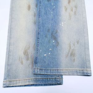 Vaqueros anchos OEM para hombre, blancos con salpicaduras de pintura, lavado sucio azul claro, efecto manchas de barro, estilo vintage de <span class=keywords><strong>pintor</strong></span> - Product Image 4