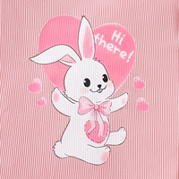 Vêtements de Pâques pour bébés filles, ensemble de tenue printemps-été, adorable combinaison côtelée à volants avec motif de lapin de dessin animé et culotte bouffante avec bandeau à nœud