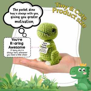 Dinosaure en Crochet Inspirant et Joyeux, Fait Main, Mignon, pour un rappel émotionnel, un soutien encourageant, un cadeau amusant, idéal pour les anniversaires et les cadeaux de petite taille - Product Image 3