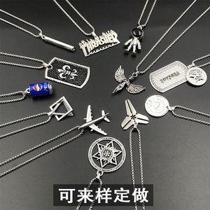 Collana in acciaio al titanio ciondolo con perle <span class=keywords><strong>da</strong></span> uomo stile Hip Hop ciondolo retrò collana in acciaio inossidabile con ornamento in lega - Product Image 2