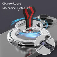 360 °   Support de téléphone magnétique rotatif en forme d'anneau, texture fibre de carbone, support de bureau en métal, anneau de maintien, support à sangle tressée