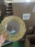 Assiettes de présentation rondes de luxe vintage transparentes or rose et or, 13 pouces, en plastique or et argent, pour mariages et dîners