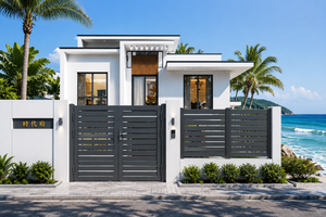 Portails d'entrée et portails battants modernes en aluminium de luxe sur mesure pour villas côtières, résistants aux intempéries et antirouille, clôtures extérieures - Product Image 3