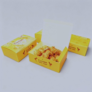 Chất lượng cao lấy đi toàn bộ tùy chỉnh giòn gà nướng cánh cửa hàng hộp giấy thức ăn nhanh, bao bì hộp gà rán có tay cầm - Product Image 4