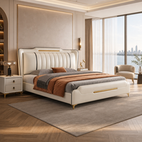 Lit en cuir minimaliste moderne 1,8 m, lit double pour chambre principale 1,5 m, lit rembourré avec rangement intégré pour chambre à coucher
