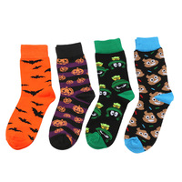 Chaussettes fantaisie à thème Halloween, motif citrouille, diable et chauve-souris ; Chaussettes mi-mollet à motifs de dessins animés ; Chaussettes en coton fantaisie de style européen et américain