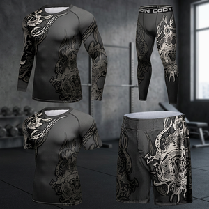 Wholesale Top Sell for MMA BJJ Rash Guard Custom Design Stylish <b>Men's</b> <b>Compression</b> Long Sleeve Spandex/Polyester UPF50+ Digital - Product Image 3