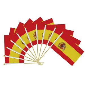 Bandera Española de Mano de 14*21cm al por Mayor, Venta Caliente, Banderas de Países del Mundo con Varilla de Madera - Product Image 1