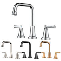 Robinet de lavabo pour salle de bain, eau froide et chaude, double poignée, moderne, minimaliste, chromé, céramique, acier inoxydable 304