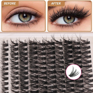 Kit d'extension de cils en gros 30P 40P 60P 100P 200P DIY, cils en grappe longueurs mixtes <span class=keywords><strong>10</strong></span>-18mm, courbure D, logo personnalisé, style 3D volumineux - Product Image 2