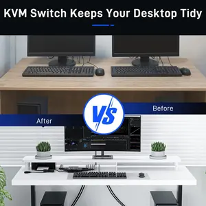 KCEVE USB 3.0 KVM Switch HDMI 3440x1440 144Hz 3840x2160 60Hz 2 In 1 Monitor To Share 4 USB 3.0 Devices Out Switcher Controls